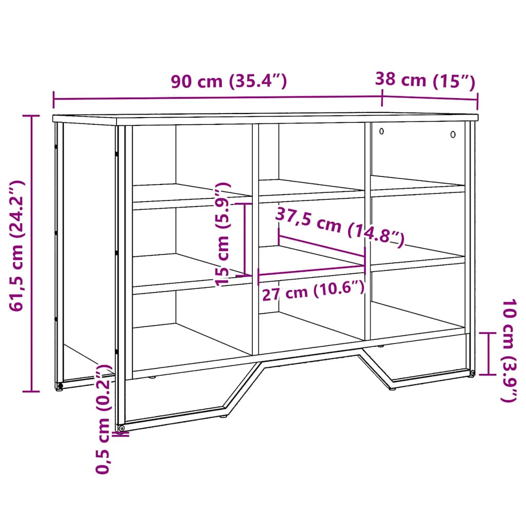 vidaXL Shoe Cabinet Grey Sonoma 90x38x61,5 cm Engineered Wood