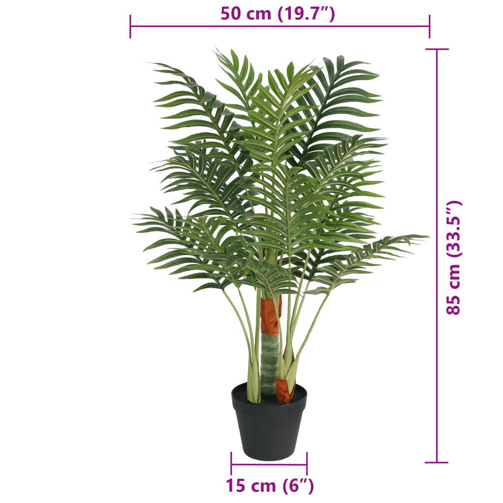 vidaXL Artificial Palm Tree with 3 Trunks Green 85 cm PP