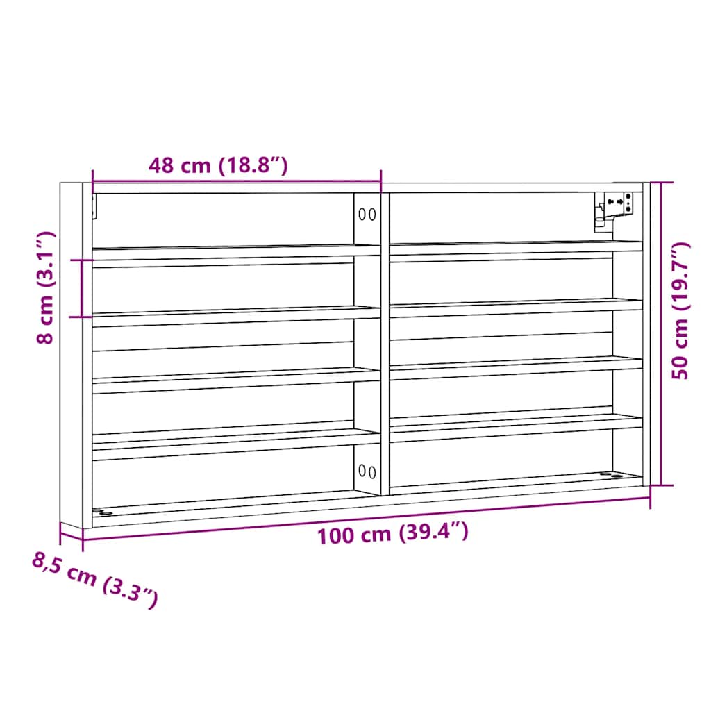 vidaXL Vitrine Cabinet Smoked Oak 100x8,5x50 cm Engineered Wood