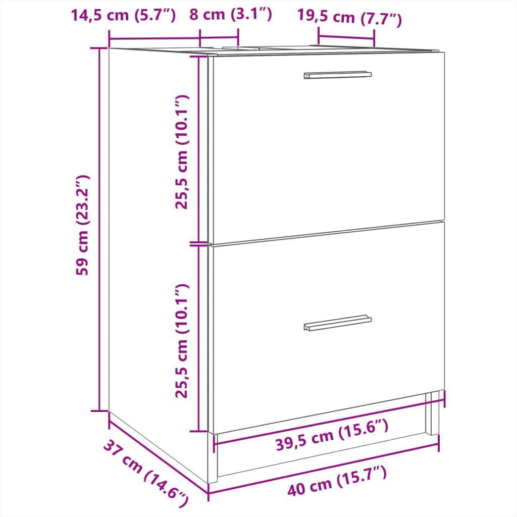 vidaXL Sink Cabinet Sonoma Oak 40x37x59 cm Engineered Wood