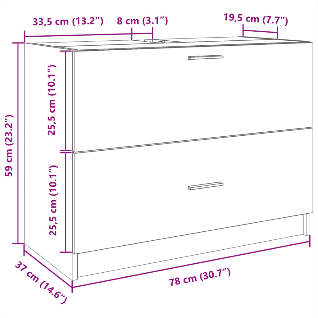 vidaXL Sink Cabinet White 78x37x59 cm Engineered Wood