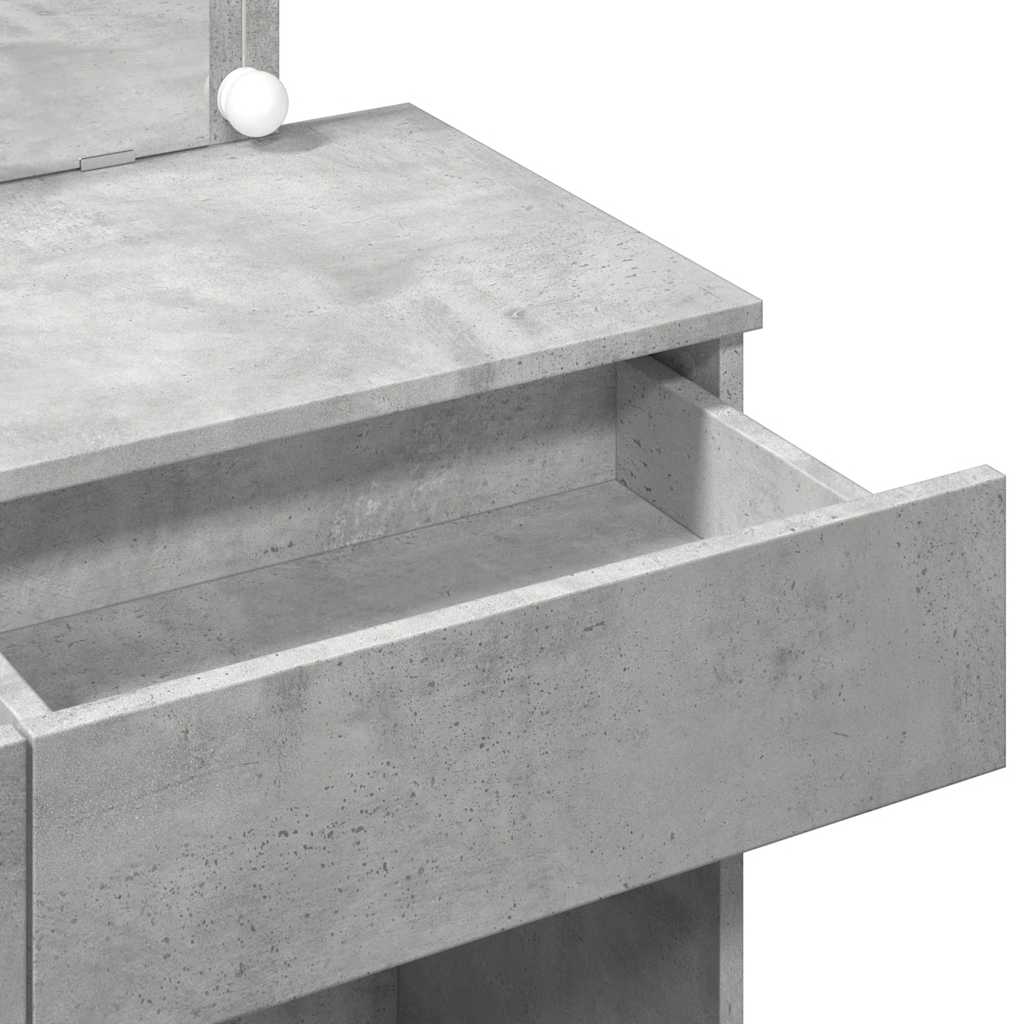 vidaXL Dressing Table with LED Concrete Grey 100x40x120 cm