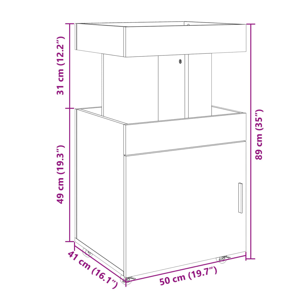 vidaXL Bar Cart Smoked Oak 50x41x89 cm Engineered Wood