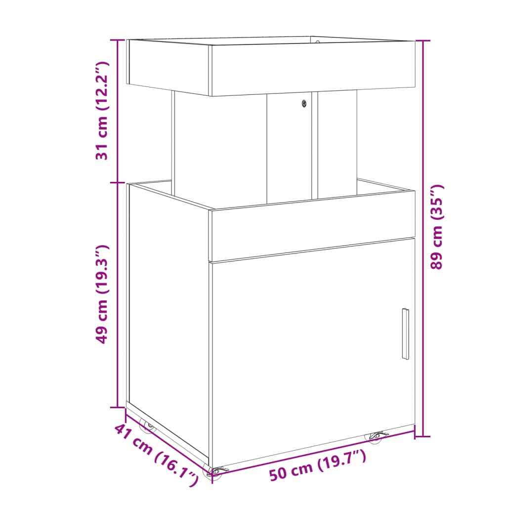 vidaXL Bar Cart Grey Sonoma 50x41x89 cm Engineered Wood