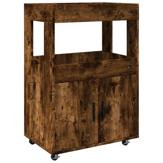 vidaXL Bar Cart Smoked Oak 60x39,5x89 cm Engineered Wood