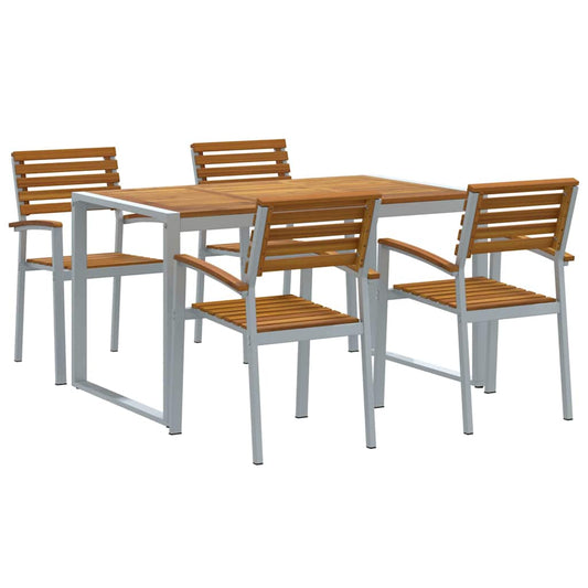vidaXL Garden Dining Set 5 pcs Grey Solid Acacia Wood