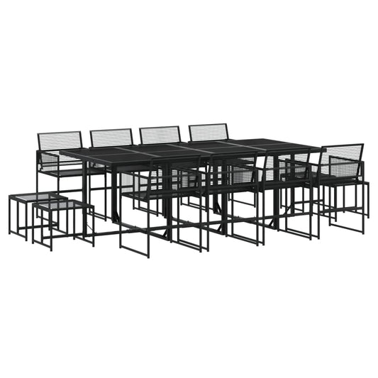 vidaXL 13 Piece Garden Dining Set Black Poly Rattan