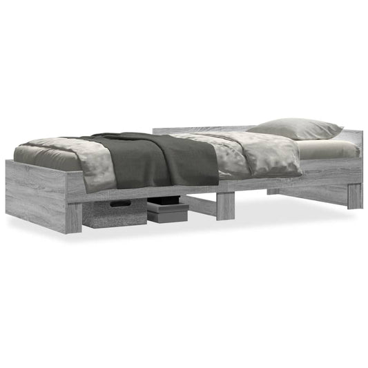 vidaXL Bed Frame without Mattress Grey Sonoma 100x200 cm Engineered Wood