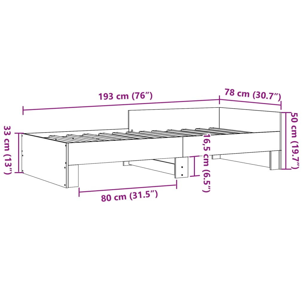 vidaXL Bed Frame without Mattress White 75x190 cm Small Single Engineered Wood