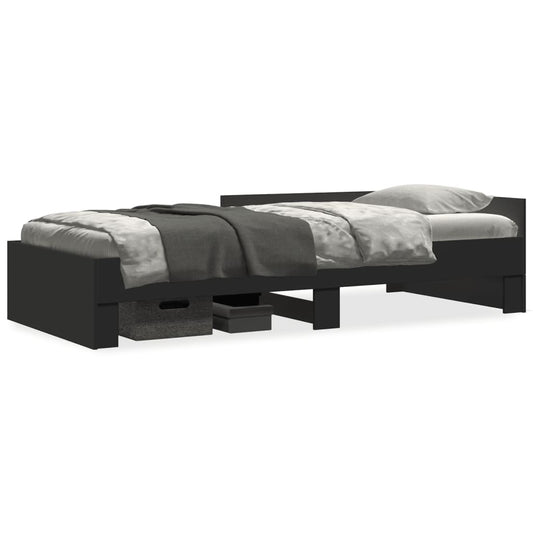 vidaXL Bed Frame without Mattress Black 75x190 cm Small Single Engineered Wood