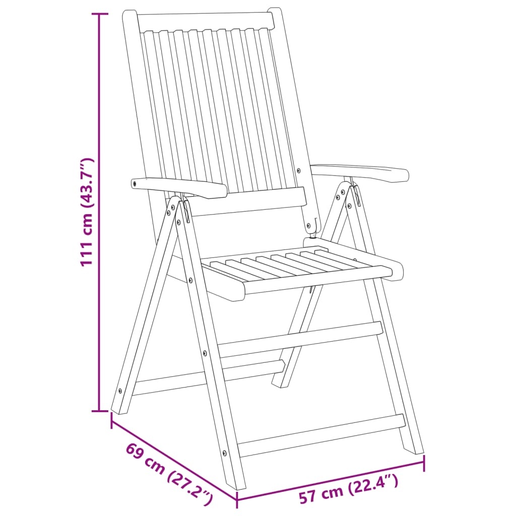 vidaXL Garden Dining Set | Brown | Solid Acacia Wood | Medium | Foldable