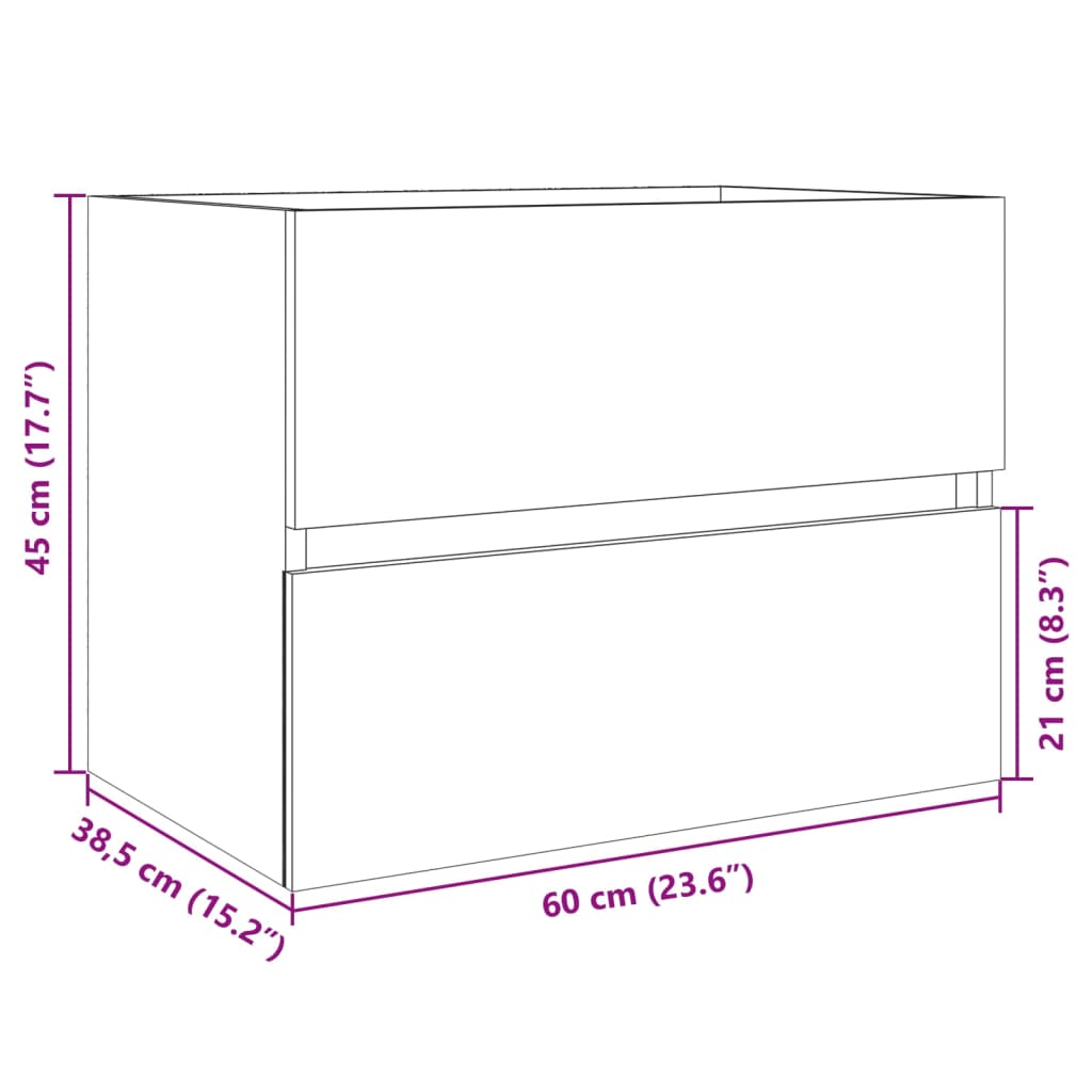 vidaXL Sink Cabinet Sonoma Oak 60x38,5x45 cm Engineered Wood