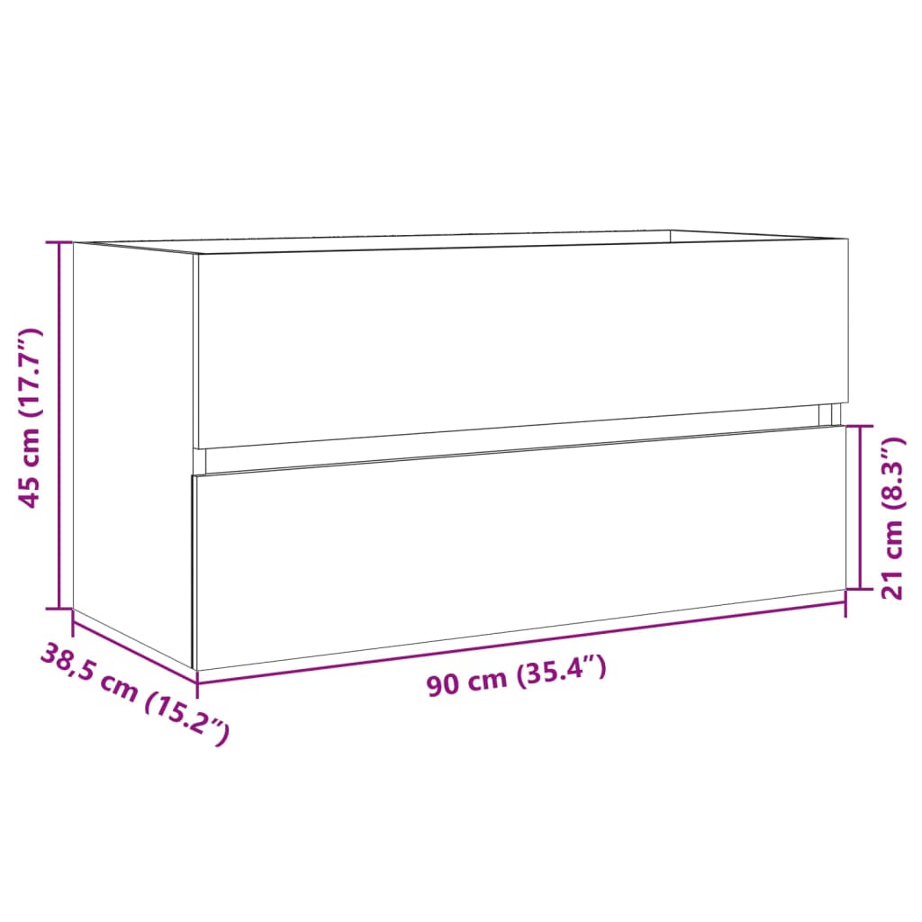 vidaXL Sink Cabinet Sonoma Oak 90x38.5x45 cm Engineered Wood