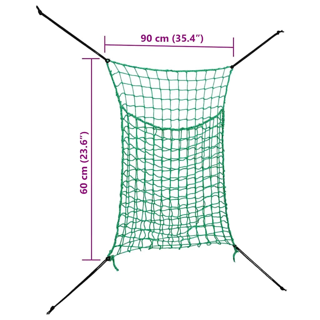 vidaXL Hay Nets 2 pcs Rectangular Green 90x60 cm PP
