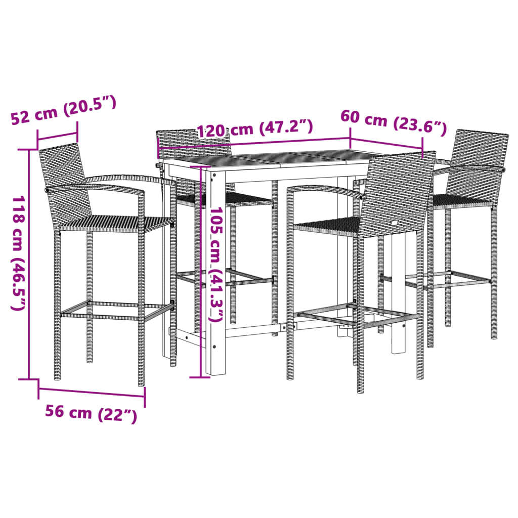 vidaXL Garden Bar Set | Brown