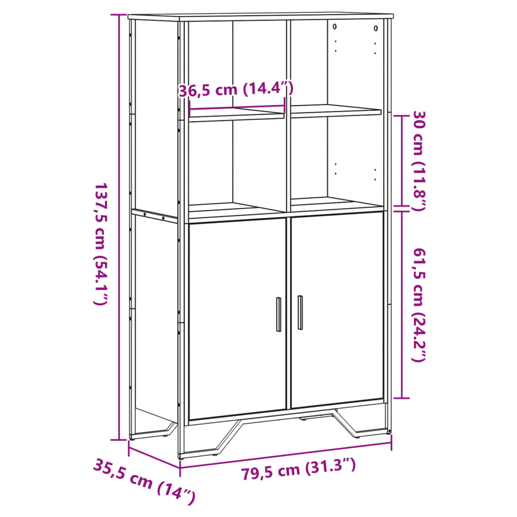 vidaXL Highboard Sonoma Oak 79,5x35,5x137,5 cm Engineered Wood