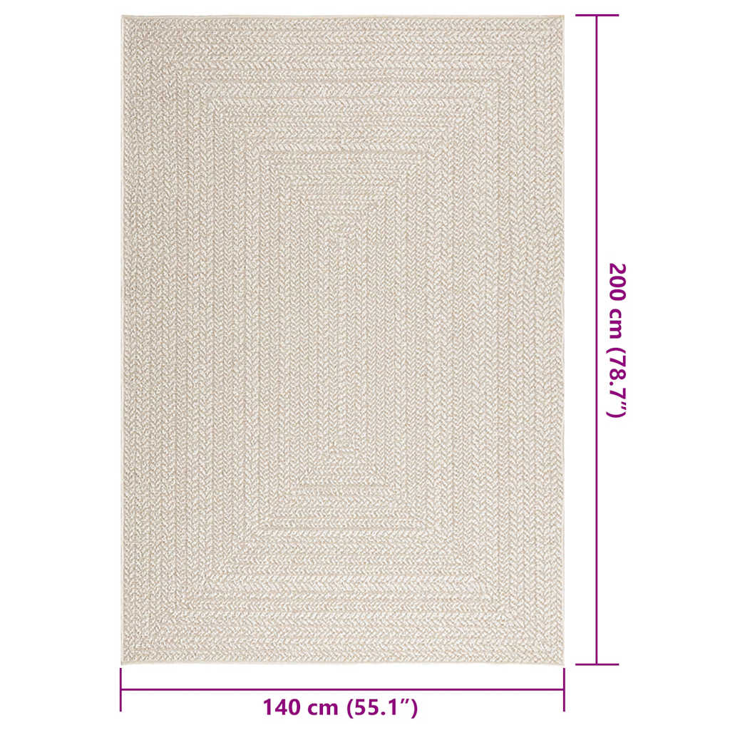 vidaXL Rug ZIZUR Cream 140x200 cm Jute Look Indoor and Outdoor