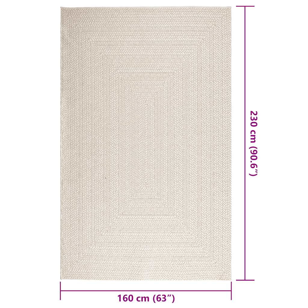 vidaXL Rug ZIZUR Cream 160x230 cm Jute Look Indoor and Outdoor
