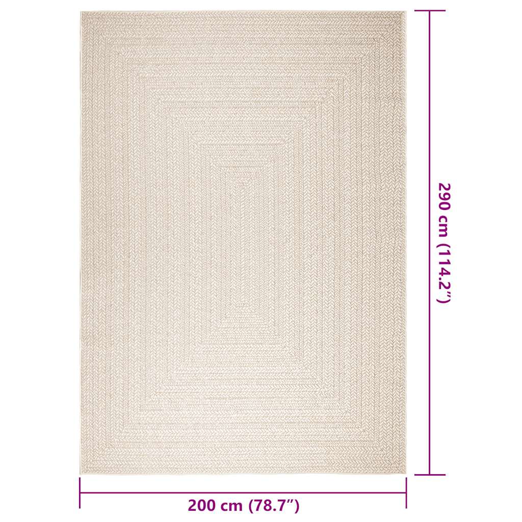 vidaXL Rug ZIZUR Cream 200x290 cm Jute Look Indoor and Outdoor