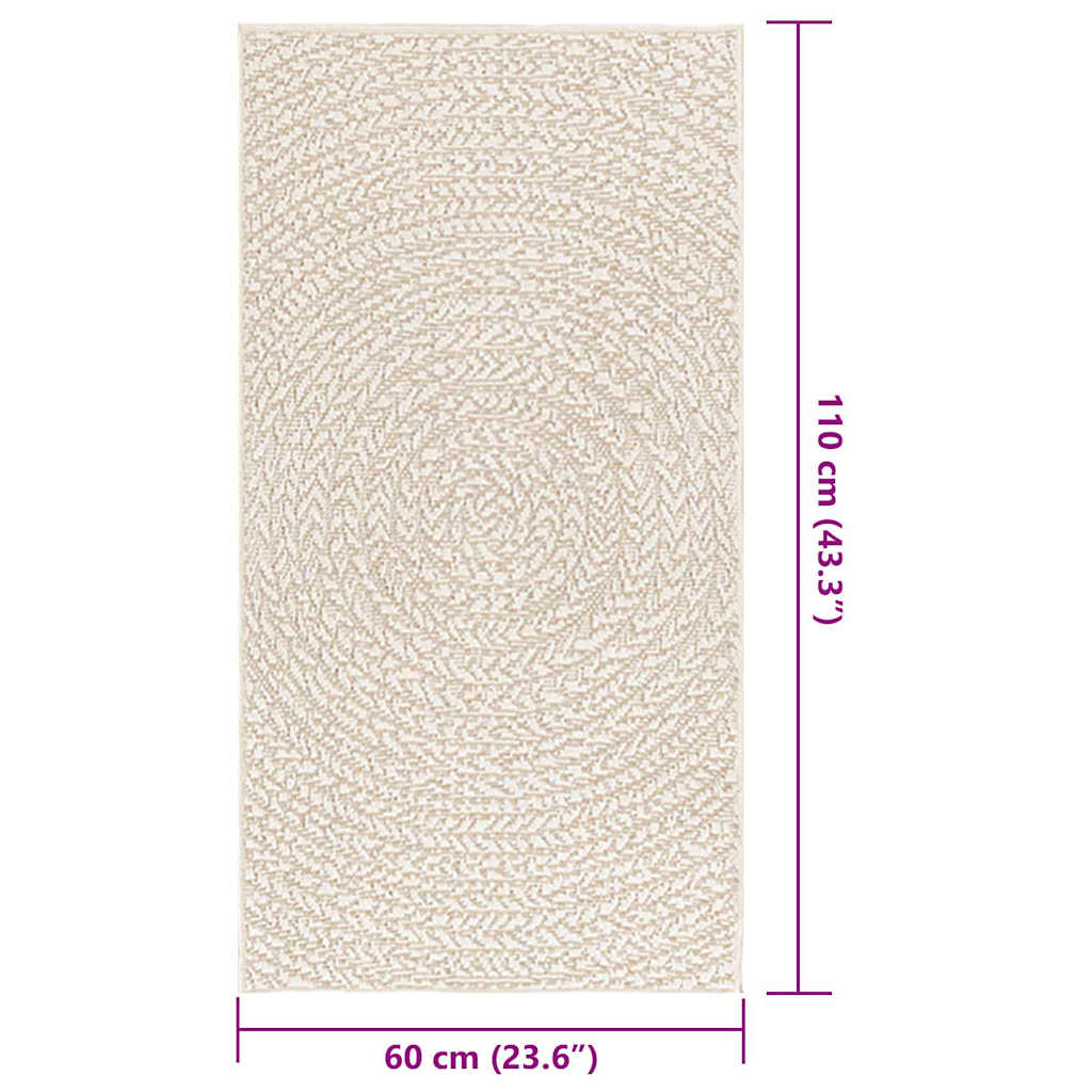 vidaXL Rug ZIZUR Cream 60x110 cm Jute Look Indoor and Outdoor
