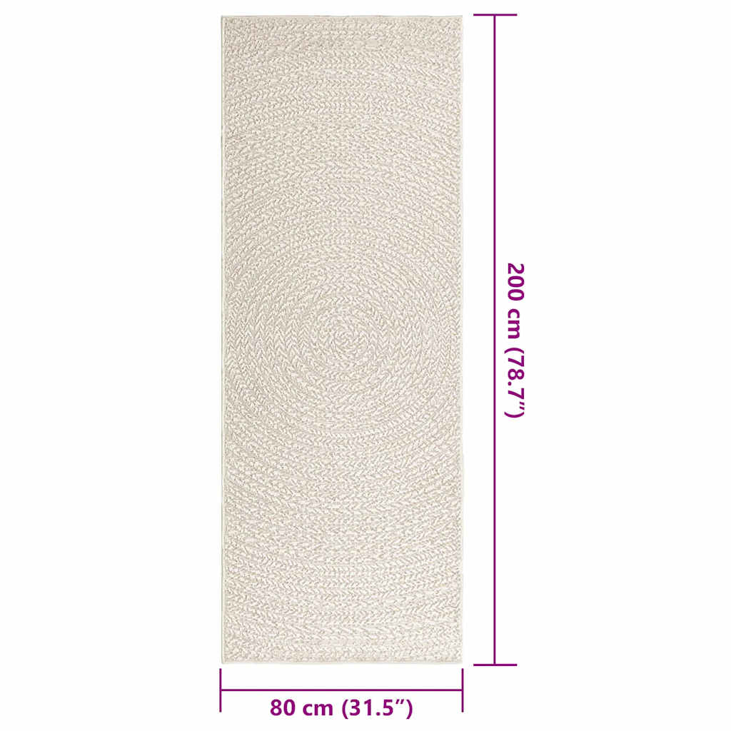 vidaXL Rug ZIZUR Cream 80x200 cm Jute Look Indoor and Outdoor