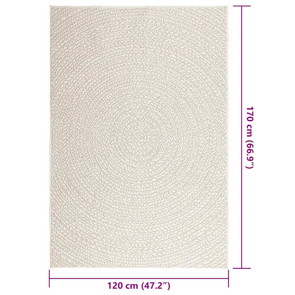 vidaXL Rug ZIZUR Cream 120x170 cm Jute Look Indoor and Outdoor