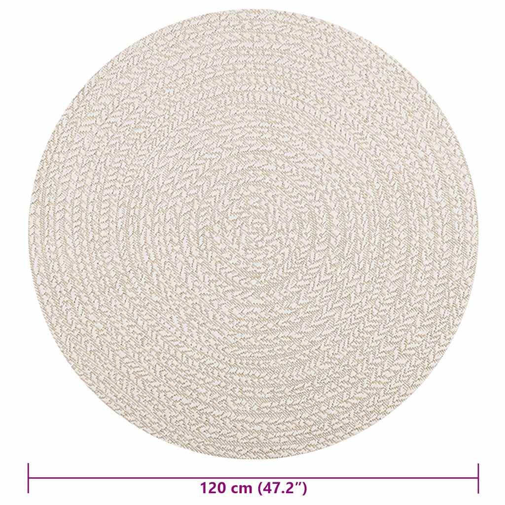 vidaXL Rug ZIZUR Cream Ø 120 cm Jute Look Indoor and Outdoor