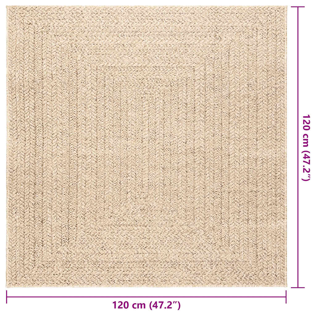 vidaXL Rug ZIZUR Beige 120x120 cm Jute Look Indoor and Outdoor