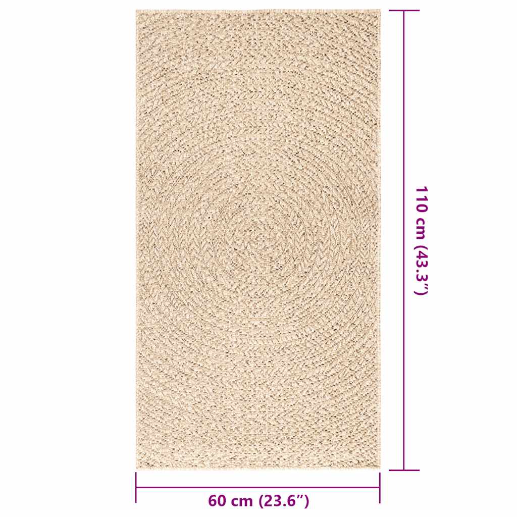 vidaXL Rug ZIZUR Beige 60x110 cm Jute Look Indoor and Outdoor