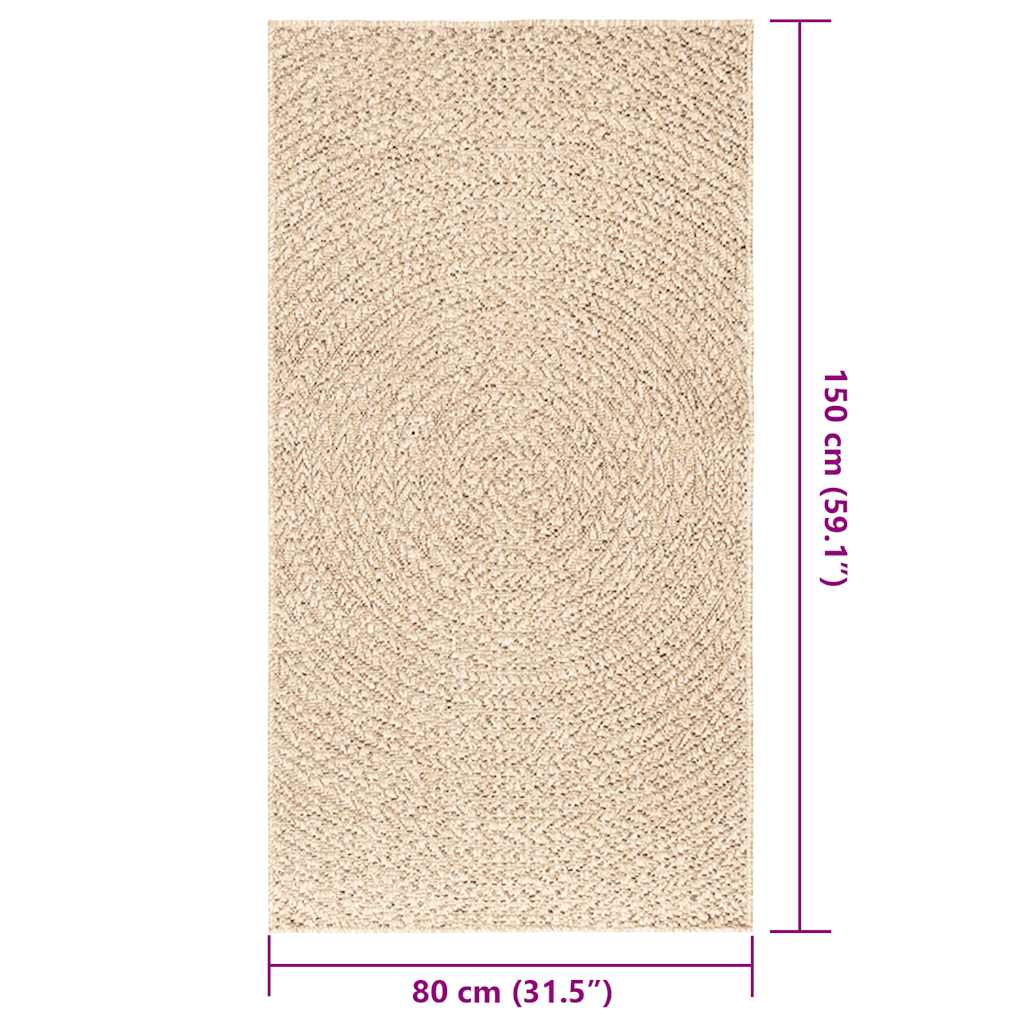 vidaXL Rug ZIZUR Beige 80x150 cm Jute Look Indoor and Outdoor