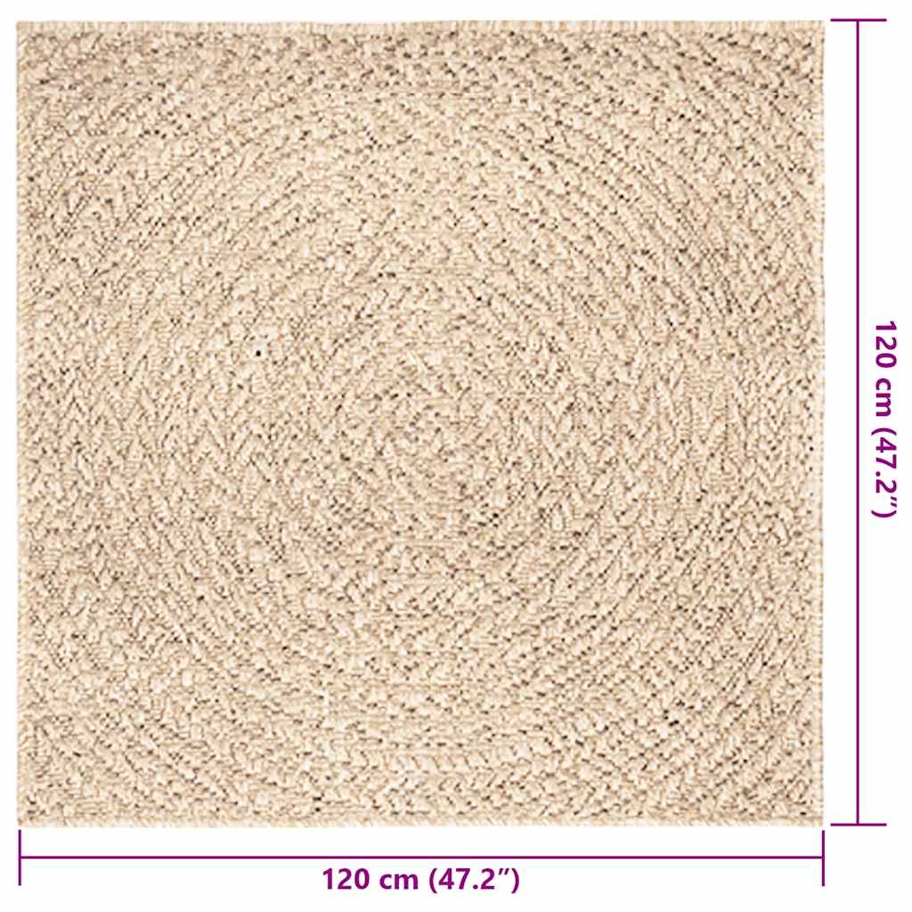 vidaXL Rug ZIZUR Beige 120x120 cm Jute Look Indoor and Outdoor