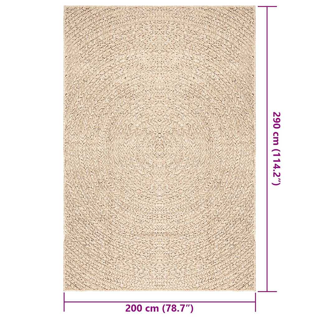 vidaXL Rug ZIZUR Beige 200x290 cm Jute Look Indoor and Outdoor