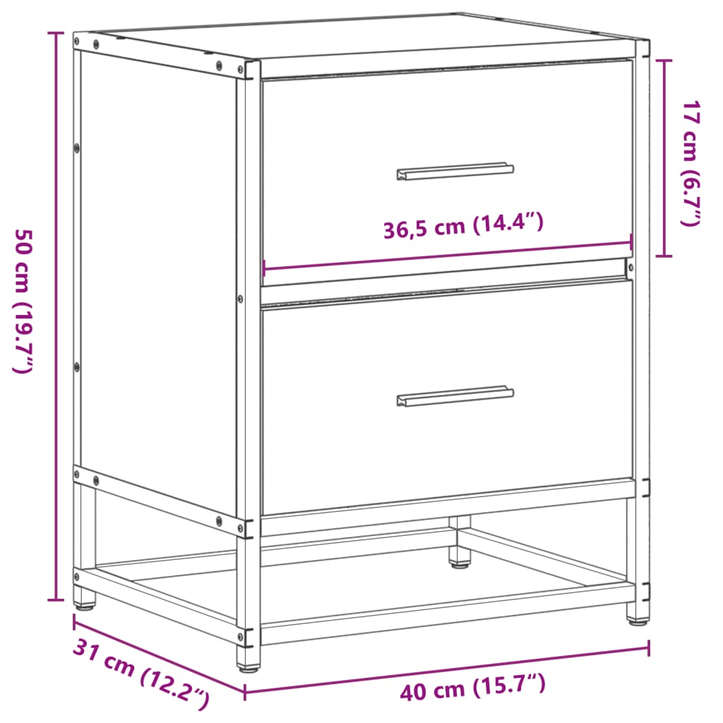 vidaXL Bedside Cabinet Sonoma Oak 40x31x50 cm Engineered Wood