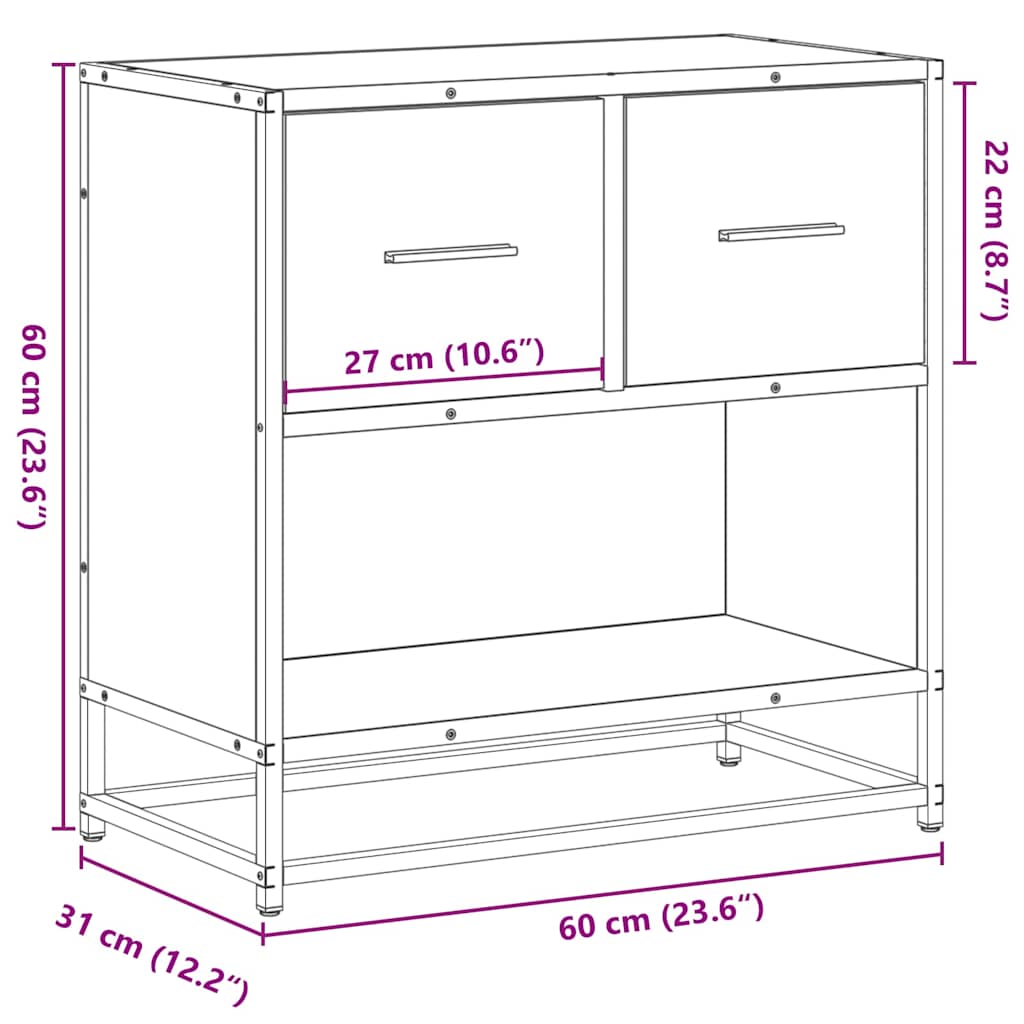 vidaXL Bedside Cabinet Black 60x31x60 cm Engineered Wood and Metal