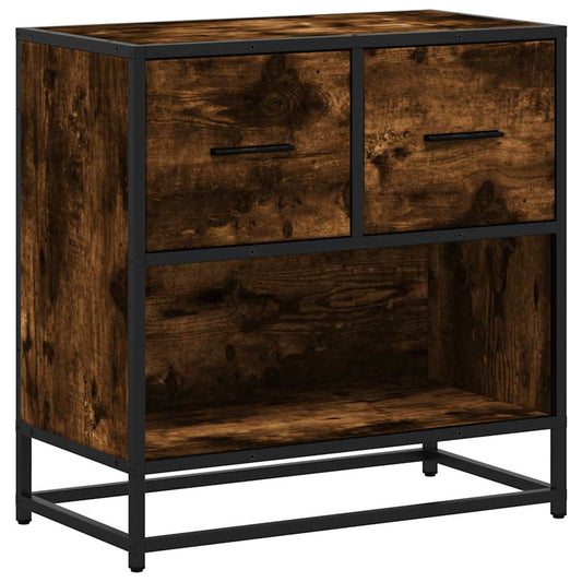 vidaXL Bedside Cabinet Smoked Oak 60x31x60cm Engineered Wood and Metal