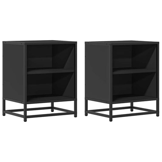 vidaXL Bedside Cabinets 2 pcs Black 40x31x50 cm Engineered Wood&Metal