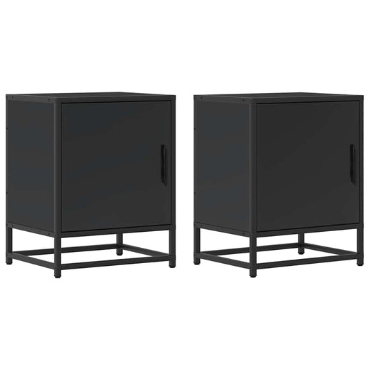 vidaXL Bedside Cabinets 2 pcs Black 40x31x50 cm Engineered Wood&Metal