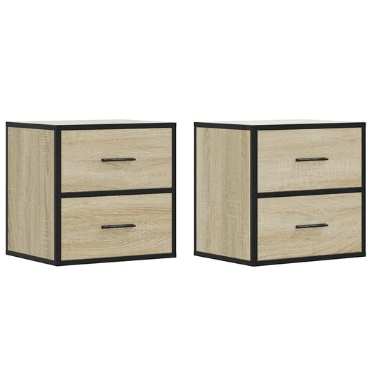 vidaXL Wall-mounted Bedside Cabinets 2 pcs Sonoma Oak 40x31x39,5 cm