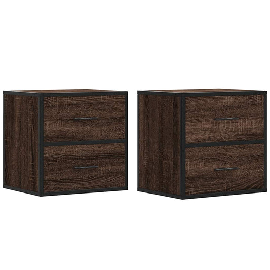 vidaXL Wall-mounted Bedside Cabinets 2 pcs Brown Oak 40x31x39,5 cm