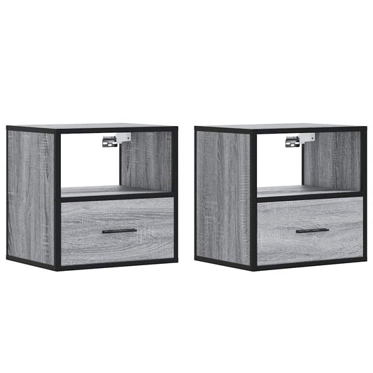 vidaXL Wall-mounted Bedside Cabinets 2 pcs Grey Sonoma 40x31x39,5 cm