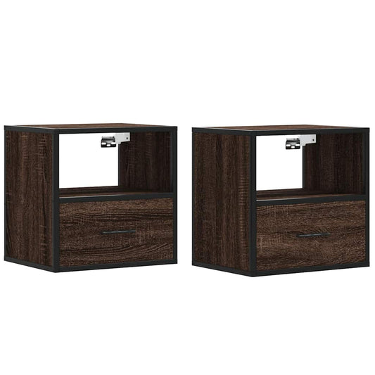 vidaXL Wall-mounted Bedside Cabinets 2 pcs Brown Oak 40x31x39,5 cm