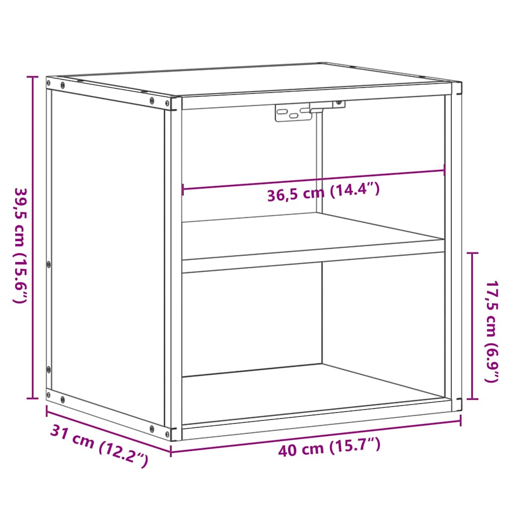 vidaXL Wall-mounted Bedside Cabinet Smoked Oak 40x31x39,5 cm