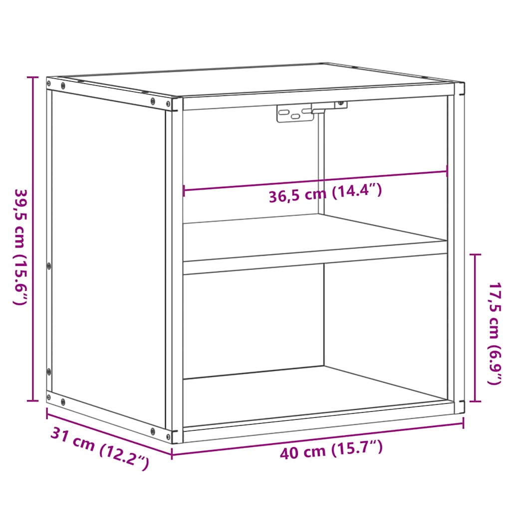 vidaXL Wall-mounted Bedside Cabinet Brown Oak 40x31x39,5 cm