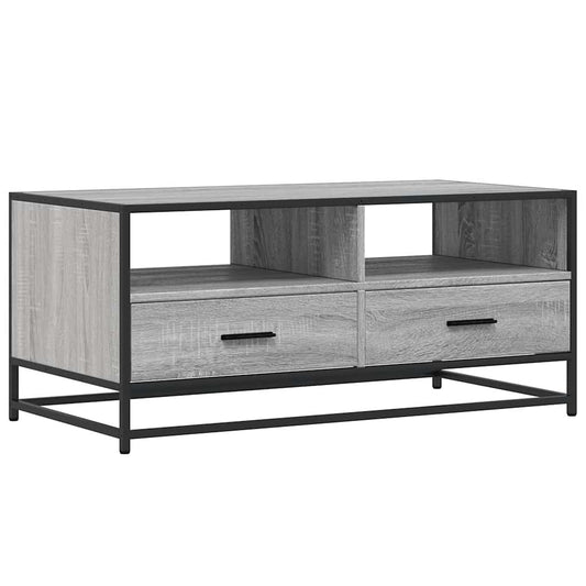 vidaXL Coffee Table Grey Sonoma 100x50x45 cm Engineered Wood and Metal