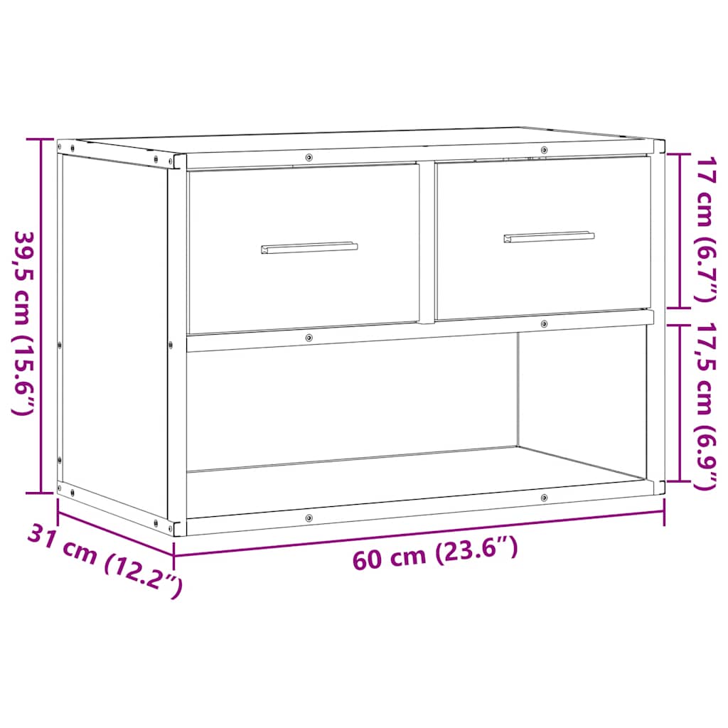 vidaXL TV Cabinet Black 60x31x39,5 cm Engineered Wood and Metal