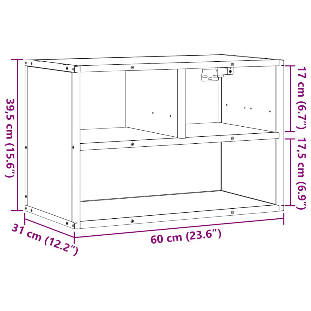 vidaXL TV Cabinet Black 60x31x39.5 cm Engineered Wood and Metal