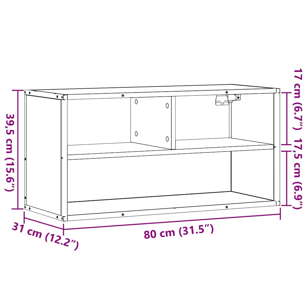 vidaXL TV Cabinet Sonoma Oak 80x31x39.5 cm Engineered Wood and Metal