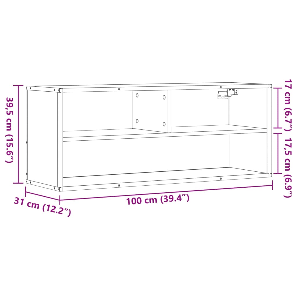 vidaXL TV Cabinet Black 100x31x39.5 cm Engineered Wood and Metal