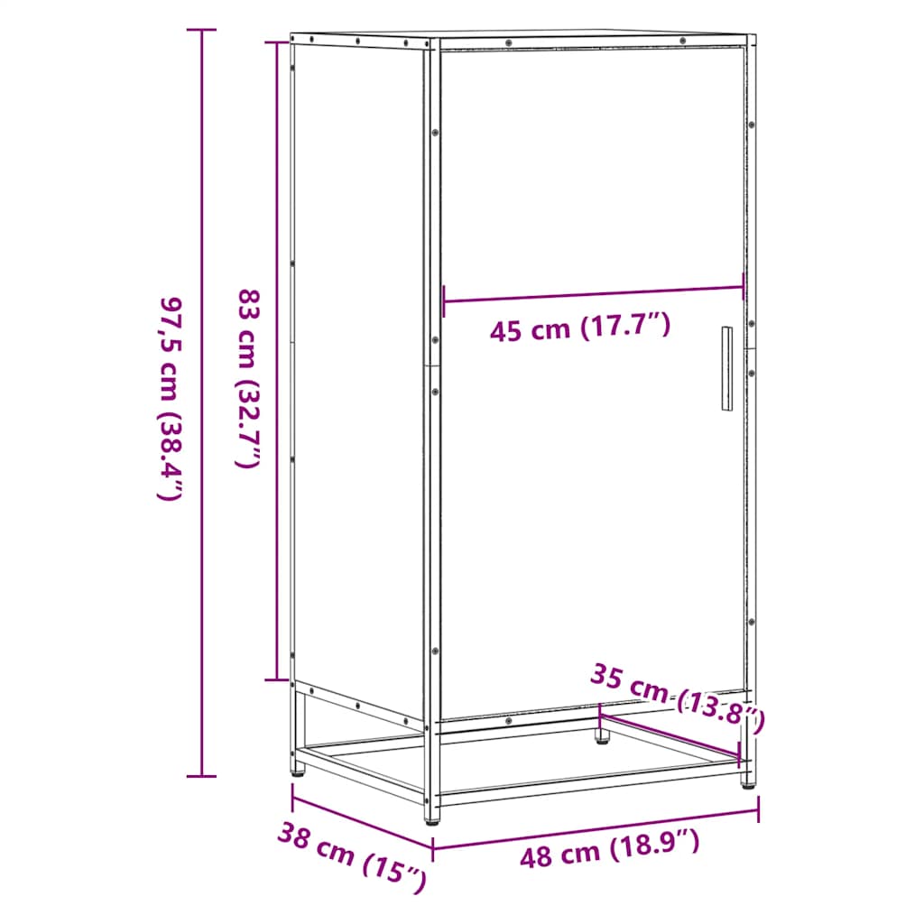vidaXL Shoe Rack Smoked Oak 48x38x97,5 cm Engineered Wood