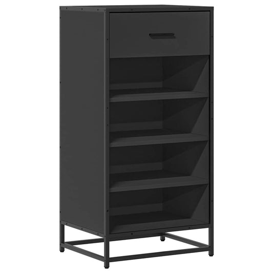 vidaXL Shoe Rack Black 48x38x97,5 cm Engineered Wood